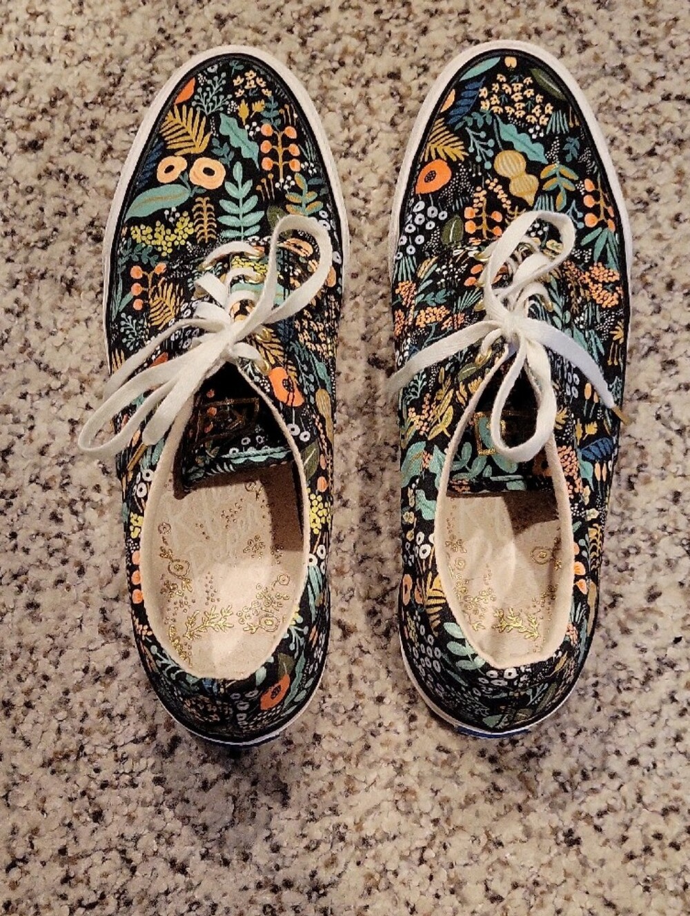 Rifle Floral Canvas Lace-Up Sneakers - Black with Multicolor Floral Print - Picture 6 of 6